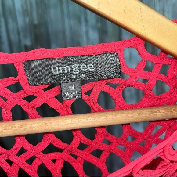 Umgee Coral Open Neck Sheer Blouse - Picture 5 of 5